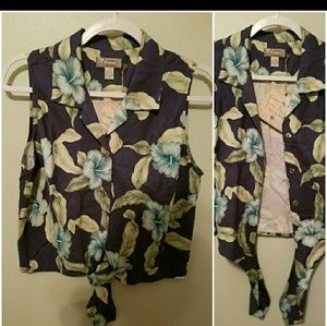 Tommy Bahama  Tropical Tie Front top NEW